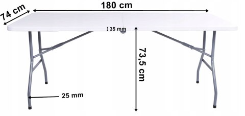 Stół cateringowy FETA składany w walizkę 180 cm biały