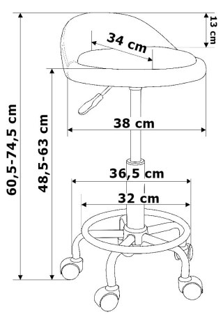 Taboret kosmetyczny fryzjerski LOMO czarny