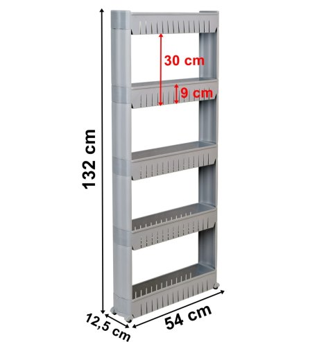 Półki łazienkowe na kółkach szare 5 poziomów Uwina