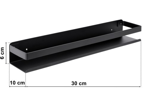 Półka łazienkowa loftowa Megara 30 cm czarna