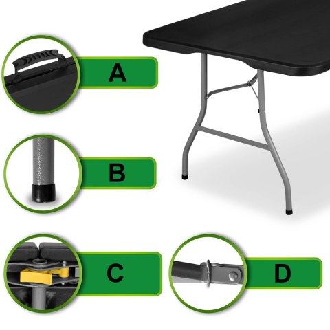 Stół cateringowy IMPRO składany w walizkę 240 cm czarny