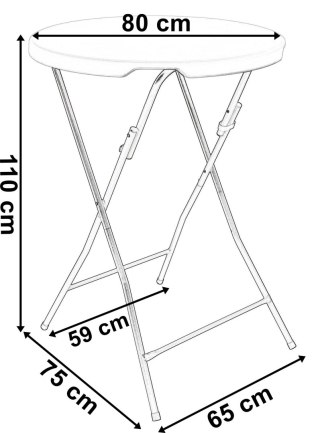 Stolik cateringowy składany GALA 80 cm czarny