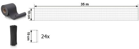 Taśma ogrodzeniowa 19cm X 35m grafitowa osłona