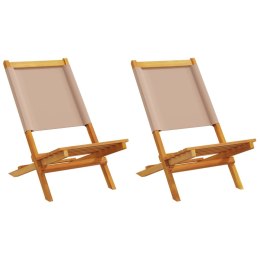VidaXL Krzesła ogrodowe, 2 szt., taupe, drewno akacjowe i tkanina
