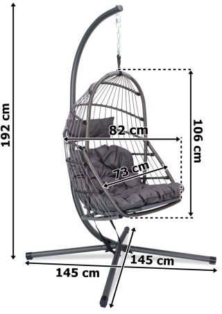Fotel wiszący huśtawka HAITI szary