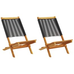 VidaXL Krzesła ogrodowe, 2 szt., czarne, drewno akacjowe i PP