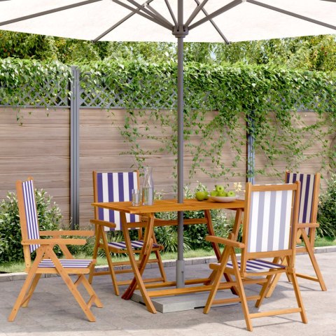 VidaXL Rozkładane krzesła ogrodowe, 4 szt., niebiesko-biała tkanina