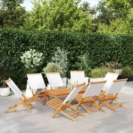 VidaXL Składane krzesła ogrodowe, 8 szt., kremowa tkanina i drewno