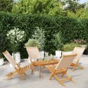 VidaXL Składane krzesła ogrodowe, 4 szt., beżowa tkanina i drewno