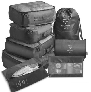Organizery do walizki zestaw podróżny 8 sztuk akcesoria do przechowywania ubrań torby wodoodporne kosmetyczka worek na buty czar