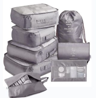 Organizery do walizki zestaw podróżny 8 sztuk akcesoria do przechowywania ubrań torby wodoodporne kosmetyczka worek na buty szar