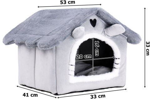 Pluszowy domek dla kota JASPER szary