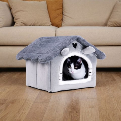 Pluszowy domek dla kota JASPER szary