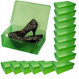 Pudełka na buty PP damskie z pokrywką zielone komplet 15 sztuk