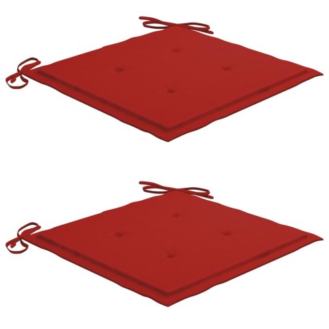 VidaXL 3-cz. zestaw mebli bistro, czerwone poduszki, drewno tekowe