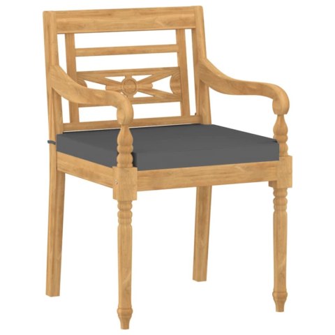 VidaXL Krzesła Batavia z poduszkami, 8 szt., lite drewno tekowe