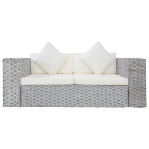 VidaXL 2-osobowa sofa z poduszkami, szara, naturalny rattan