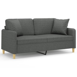 VidaXL 2-osobowa sofa z poduszkami, ciemnoszara, 140 cm, tkanina