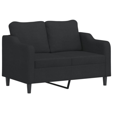 VidaXL 2-osobowa sofa z poduszkami, czarna, 120 cm, tkanina