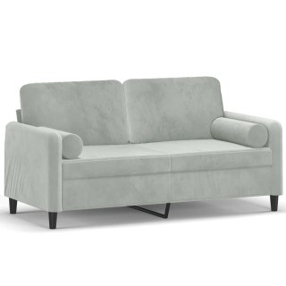 VidaXL 2-osobowa sofa z poduszkami, jasnoszara, 140 cm, aksamit