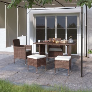 VidaXL 4-cz. zestaw krzeseł i stołków ogrodowych, rattan PE, brązowy