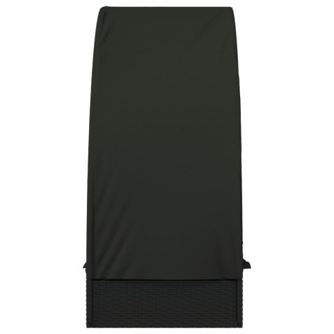 VidaXL Leżak z półokrągłym daszkiem, czarny, 211x57x140 cm, rattan PE