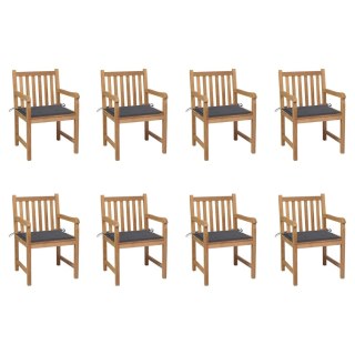 VidaXL Krzesła ogrodowe 8 szt., z antracytowymi poduszkami, tekowe
