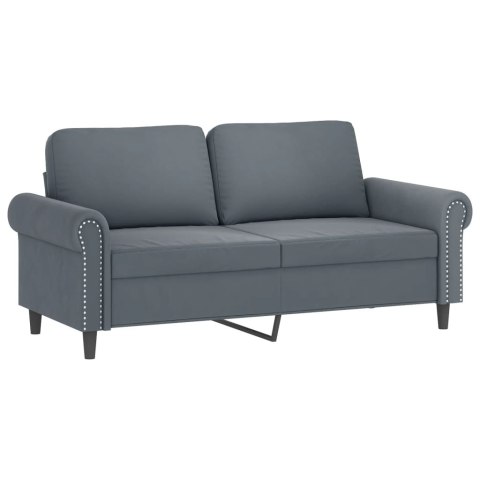 VidaXL 2-osobowa sofa z poduszkami, ciemnoszara, 140 cm, aksamit