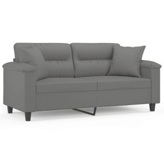 VidaXL 2-osobowa sofa z poduszkami, ciemnoszara, 140 cm, mikrofibra