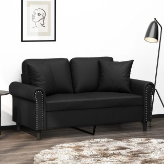 VidaXL 2-osobowa sofa z poduszkami, czarna, 120 cm, sztuczna skóra