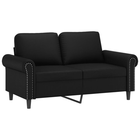 VidaXL 2-osobowa sofa z poduszkami, czarna, 120 cm, sztuczna skóra