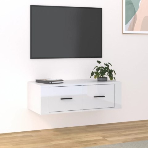 VidaXL Wisząca szafka TV, biała, wysoki połysk, 80x36x25 cm