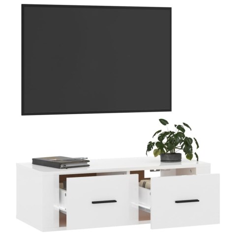 VidaXL Wisząca szafka TV, biała, wysoki połysk, 80x36x25 cm