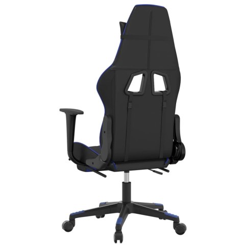 VidaXL Fotel gamingowy z podnóżkiem, czarno-niebieski, sztuczna skóra