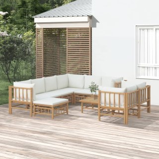 VidaXL 10-cz. zestaw mebli do ogrodu, kremowe poduszki, bambus