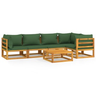 VidaXL 6-cz. zestaw wypoczynkowy do ogrodu, zielone poduszki, drewno