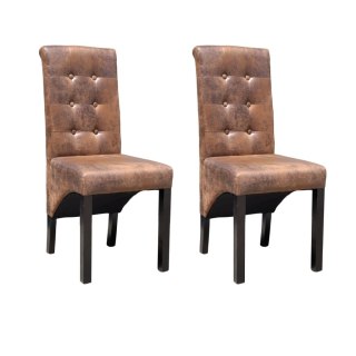 VidaXL Krzesła stołowe, 2 szt., brązowe, obite sztuczną skórą