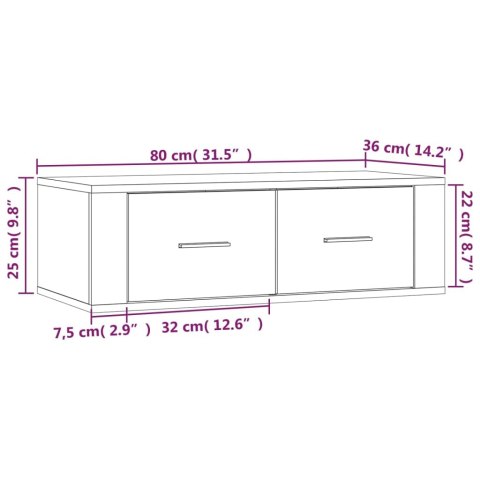 VidaXL Wisząca szafka TV, szarość betonu, 80x36x25 cm