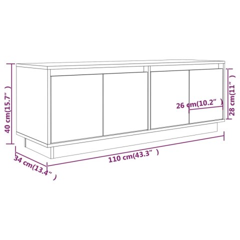 VidaXL Szafka pod telewizor, 110x34x40 cm, lite drewno sosnowe