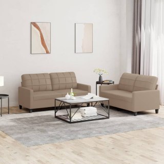 VidaXL 2-osobowa sofa z poduszkami, cappuccino, sztuczna skóra
