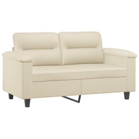 VidaXL 2-osobowa sofa z poduszkami, kremowa, sztuczna skóra