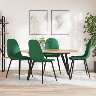 VidaXL Krzesła stołowe, 4 szt., ciemnozielone, obite aksamitem