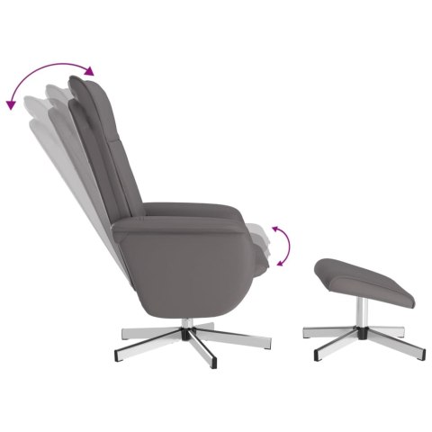 VidaXL Rozkładany fotel z podnóżkiem, szary, obity sztuczną skórą