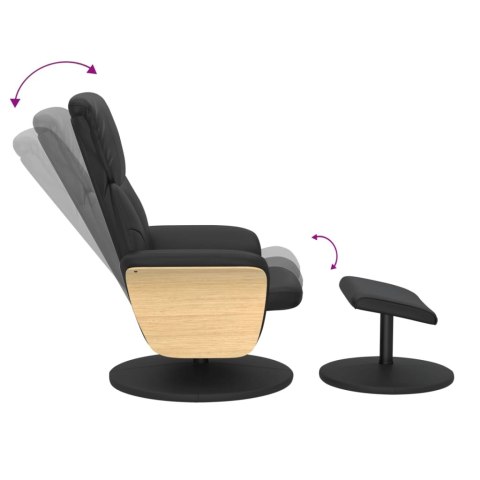 VidaXL Rozkładany fotel z podnóżkiem, czarny, obity sztuczną skórą
