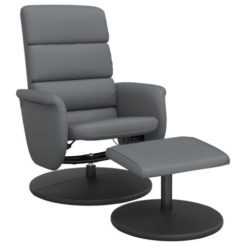 VidaXL Rozkładany fotel z podnóżkiem, szary, obity sztuczną skórą