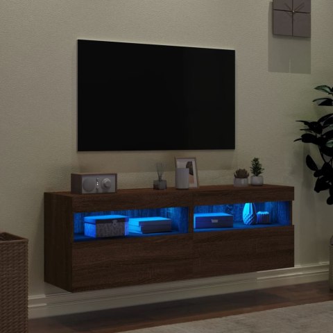 VidaXL Ścienne szafki TV z LED, 2 szt., brązowy dąb, 60x30x40 cm