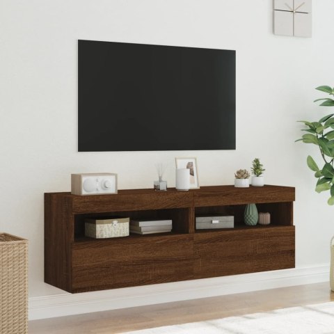 VidaXL Ścienne szafki TV z LED, 2 szt., brązowy dąb, 60x30x40 cm