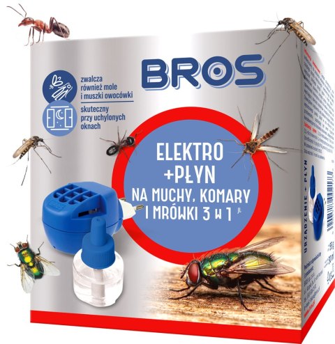 BROS - elektro + płyn na muchy, komary i mrówki 20 dni x 24 h BROS