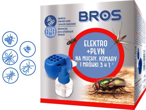 BROS - elektro + płyn na muchy, komary i mrówki 20 dni x 24 h BROS