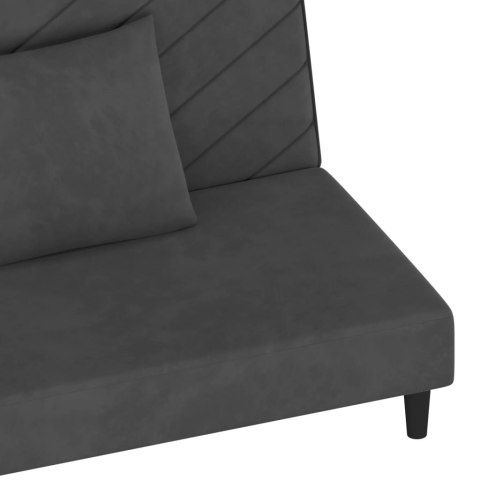 VidaXL 2-osobowa kanapa, 2 poduszki, ciemnoszara, aksamitna